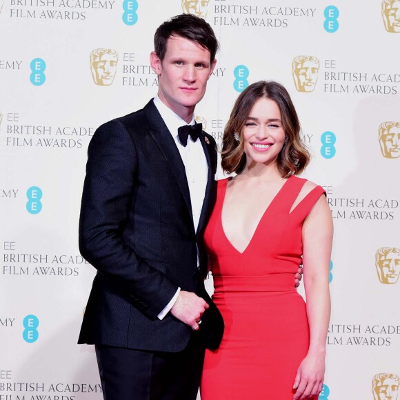 Emilia Clarke et Matt Smith assiste à la 69ème cérémonie des British Academy Film Awards (BAFTA) à Londres, le 14 février 2016.