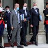 Jean-Michel Blanquer, ministre de l'éducation nationale, le premier ministre, Jean Castex et Bruno Le Maire, ministre de l'économie, des finances et de la relance à la sortie du conseil des ministres de rentrée au palais de l'Elysée à Paris. © Stéphane Lemouton / Bestimage