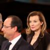Valerie Trierweiler et Francois Hollande - Allocution du President de la Republique Francaise, Francois Hollande a l'occasion du lancement des Commemorations du Centenaire de la premiere Guerre Mondiale, au Palais de l'Elysee, le 7 Novembre 2013.