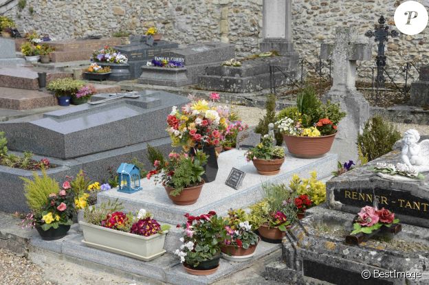 La tombe de Romy Schneider à Boissy-sans-Avoir, dans les Yvelines, le 3 mai 2013.