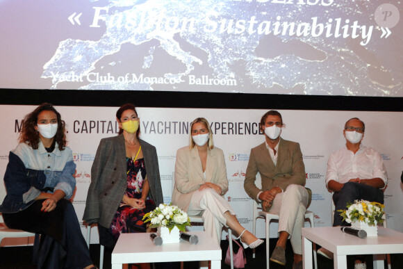 Pauline Ducruet anime la masterclass "Fashion Sustainability" autour de sa marque Alter Designs au Yacht club de Monaco pour une mode eco responsable le 23 septembre 2020. © Claudia Albuquerque / Bestimage
