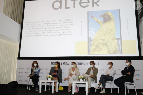 Pauline Ducruet anime la masterclass "Fashion Sustainability" autour de sa marque Alter Designs au Yacht club de Monaco pour une mode eco responsable le 23 septembre 2020. © Claudia Albuquerque / Bestimage