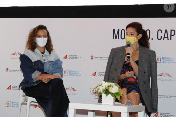 Pauline Ducruet anime la masterclass "Fashion Sustainability" autour de sa marque Alter Designs au Yacht club de Monaco pour une mode eco responsable le 23 septembre 2020. © Claudia Albuquerque / Bestimage