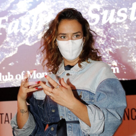 Pauline Ducruet anime la masterclass "Fashion Sustainability" autour de sa marque Alter Designs au Yacht club de Monaco pour une mode eco responsable le 23 septembre 2020. © Claudia Albuquerque / Bestimage