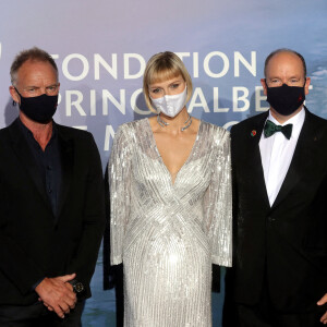 Sting, la princesse Charlène de Monaco, le prince Albert II de Monaco lors du photocall du gala "Monte-Carlo Gala for Planetary Health" organisé par la Fondation Prince Albert II de Monaco le 24 septembre 2020. © Jean-François Ottonello / Nice Matin / Bestimage