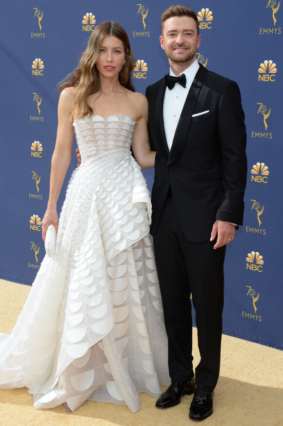 Jessica Biel et son mari Justin Timberlake au 70ème Primetime Emmy Awards au théâtre Microsoft à Los Angeles