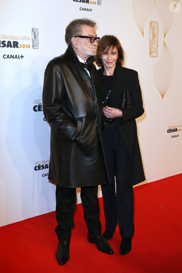 Eddy Mitchell et sa femme Muriel Bailleul - Photocall lors de la 43ème cérémonie des Cesar à la salle Pleyel à Paris, le 2 mars 2018. © Dominique Jacovides - Olivier Borde / Bestimage 