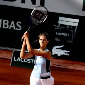 Ophélie Meunier et Pierre-Henri Mathieu ont remporté le tournoi de tennis du programme "Stars, Set et Match", dont la marque française "Hair rituel by Sisley" est le partenaire officiel, sur le court Simonne-Mathieu dans le cadre des Internationaux de Roland Garros à Paris. Le 7 Octobre 2020 © Dominique Jacovides / Bestimage