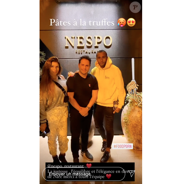 Sarah Lopez en couple avec un champion du monde de pâtisserie, Yazid Ichemrahen. Octobre 2020.