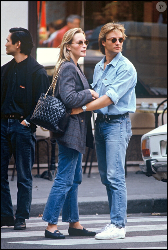 Archives- Estelle Lefébure et David Hallyday à Paris en 1989.
