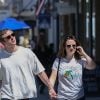 Exclusif - Jeremy Allen White et sa fiancée Addison Timlin se promènent dans les rues du quartier de Studio City à Los Angeles, Californie, Etats-Unis, le 12 avril 2019.