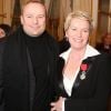 Elise Lucet et son mari Martin Bourgeois - Cérémonie de remise des insignes de chevalier de l'ordre national de la légion d'honneur au Ministère de la Culture.