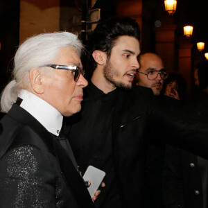 Exclusif - Karl Lagerfeld, Baptiste Giabiconi, Jean Roch - Soirée "Giabiconistyle.com opening" au Vip Room à Paris le 28 février 2015