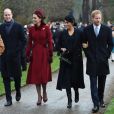 Le prince Charles, le prince William, Kate Middleton, Meghan Markle (enceinte), le prince Harry - La famille royale britannique se rend à la messe de Noël à l'église Sainte-Marie-Madeleine à Sandringham, il y a deux ans.