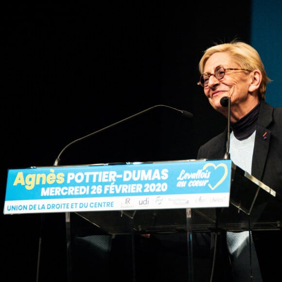 Isabelle Balkany lors d'une réunion publique de la tête de la liste LR pour les élections de la mairie Levallois pour la présentation de son programme et de ses colistiers. au conservatoire Maurice Ravel, à Levallois-Perret, France, le 26 février 2020. © Federico Pestellini/Panoramic/Bestimage