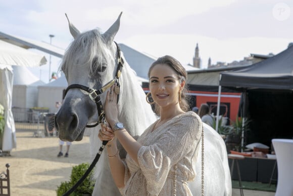Exclusif - Nabilla Vergara, enceinte, en week end à Monaco, a fait un passage fort remarqué au Championnat du pur-sang arabe de la Méditerranée et des pays arabes au stade Rondelli à Menton le 23 juin 2019.  © Patrick Varotto / Bestimage 