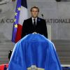 Le président de la République, Emmanuel Macron préside la cérémonie de panthéonisation de Maurice Genevoix, le 11 novembre 2020, au Panthéon, Paris . © Stéphane Lemouton / Bestimage