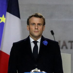 Le président de la République, Emmanuel Macron préside la cérémonie de panthéonisation de Maurice Genevoix, le 11 novembre 2020, au Panthéon, Paris . © Stéphane Lemouton / Bestimage