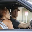 Exclusif - Ryan Gosling et sa compagne Eva Mendes ont été aperçus avec leurs filles Esmeralda et Amada en balade en voiture à Los Angeles, le 25 août 2020