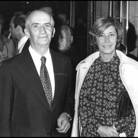 Louis de Funès et son épouse Jeanne au théâtre des Variétés à Paris le 1er octobre 1976