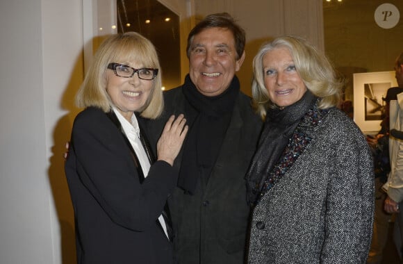 Mireille Darc, Jean-Pierre Foucault et sa compagne Evelyne - Vernissage de l'exposition des photographies de Mireille Darc chez Artcurial à Paris le 21 janvier 2016. © Coadic Guirec/Bestimage