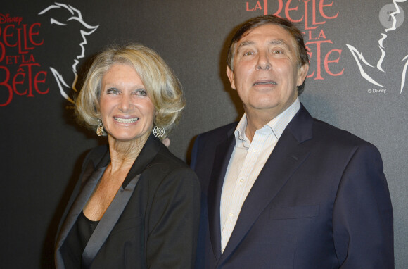 Jean-Pierre Foucault et sa compagne Evelyne - People a la generale de la comedie musicale "La Belle et la Bete" au Theatre Mogador a Paris le 24 octobre 2013.