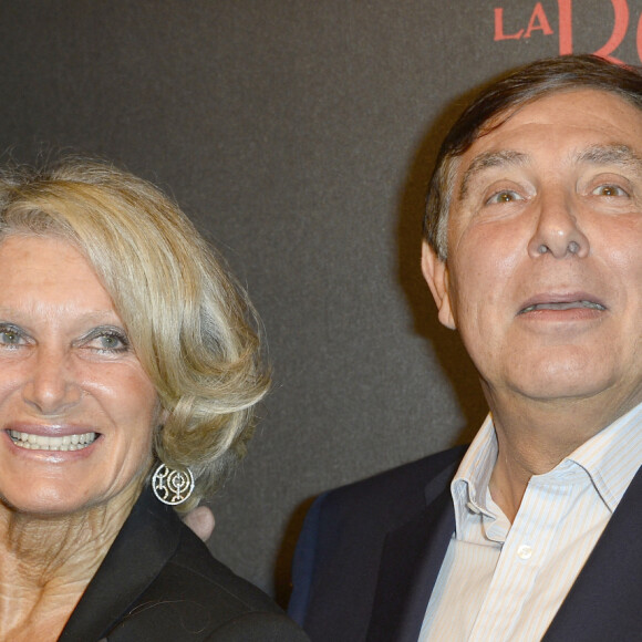 Jean-Pierre Foucault et sa compagne Evelyne - People a la generale de la comedie musicale "La Belle et la Bete" au Theatre Mogador a Paris le 24 octobre 2013.