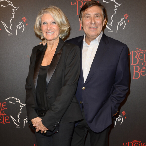 Jean-Pierre Foucault et sa compagne Evelyne - People a la generale de la comedie musicale "La Belle et la Bete" au Theatre Mogador a Paris le 24 octobre 2013.