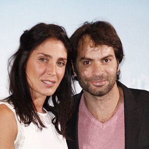 Christophe Dominici avec sa femme et sa fille lors de l'avant-première du film "Clochettte et le secret des fées" en 2012.
