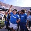 Archives - Diego Maradona lors de la victoire d'un match de football Naples vs Florence. Saison 1986/1987 © Imago / Panoramic / Bestimage