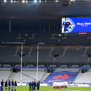 Minute de Silence - hommage des joueurs de l'équipe de France a Christophe Dominici - Match de Rugby, France vs Italie (35-22) - Coupe d'Automne des Nations au Stade de France à Paris le 28 novembre 2020. © JB Autissier / Panoramic / Bestimage 