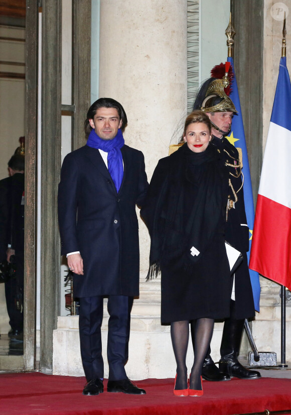 Le violoncelliste Gautier Capuçon et sa femme Delphine - Le grand-duc et la grande-duchesse de Luxembourg assistent au Dîner d'Etat, au Palais présidentiel de l'Elysée, offert par le président de la République française et sa femme la Première Dame à l'occasion d'une Visite d'Etat en France à Paris, France, le 19 mars 2018. © Jacovides-Moreau/Bestimage
