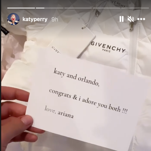 Katy Perry remercie Ariana Grande pour le cadeau que cette dernière a fait à sa fille.