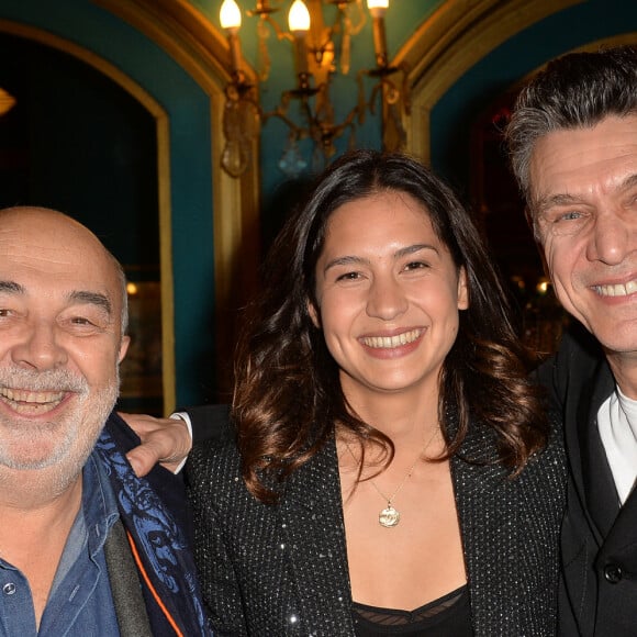 Exclusif - Gérard Jugnot, Marc Lavoine et sa compagne Line Papin à la générale de presse du spectacle musicale " Les Souliers Rouges " aux Folies Bergères à Paris, France, le 4 février 2020. © Veeren/Bestimage 