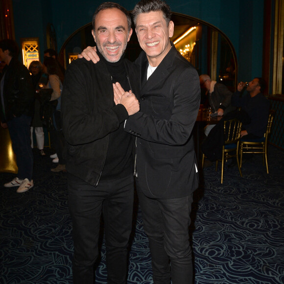 Nikos Aliagas et Marc Lavoine à la générale de presse du spectacle musicale "Les Souliers Rouges" aux Folies Bergères à Paris, France, le 4 février 2020. © Veeren/Bestimage 