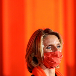 A l'occasion du 25 novembre, journée internationale pour l'élimination de la violence à l'égard des femmes, le ministère de l'Intérieur participe pour la première fois à l'opération Orangetheworld organisée par UN Women en présence de Marlène Schiappa, ministre déléguée auprès du ministre de l'Intérieur, en charge de la citoyenneté, au ministère de l'intérieur et de Sylvie Tellier, directrice générale de l'organisation Miss france, Paris, le 23 novembre 2020. © Stéphane Lemouton / Bestimage