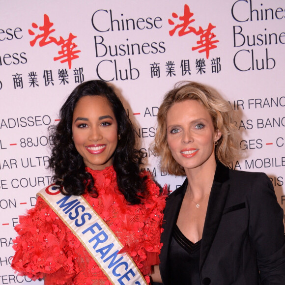 Clémence Botino (Miss France 2020) et Sylvie Tellier (Miss France 2002 et présidente du comité Miss France) lors du déjeuner d'affaires "Edition Spéciale Femmes" de la 5ème édition du Chinese Business Club à l'occasion de la journée internationales des droits des femmes au Pavillon Cambon Potel et Chabot, à Paris, France, le 9 mars 2020. © Rachid Bellak/Bestimage 