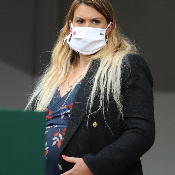 Marion Bartoli, enceinte, lors du premier tour des internationaux de tennis de Roland Garros à Paris le 28 septembre 2020. © Dominique Jacovides / Bestimage  