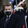Le président de la république, Emmanuel Macron reçoit le premier ministre du Portugal pour un déjeuner de travail au palais de l'Elyséeà Paris. Décembre 2020. © Stéphane Lemouton / Bestimage