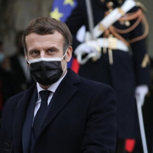 Le président de la république, Emmanuel Macron reçoit le premier ministre du Portugal pour un déjeuner de travail au palais de l'Elyséeà Paris. Décembre 2020. © Stéphane Lemouton / Bestimage