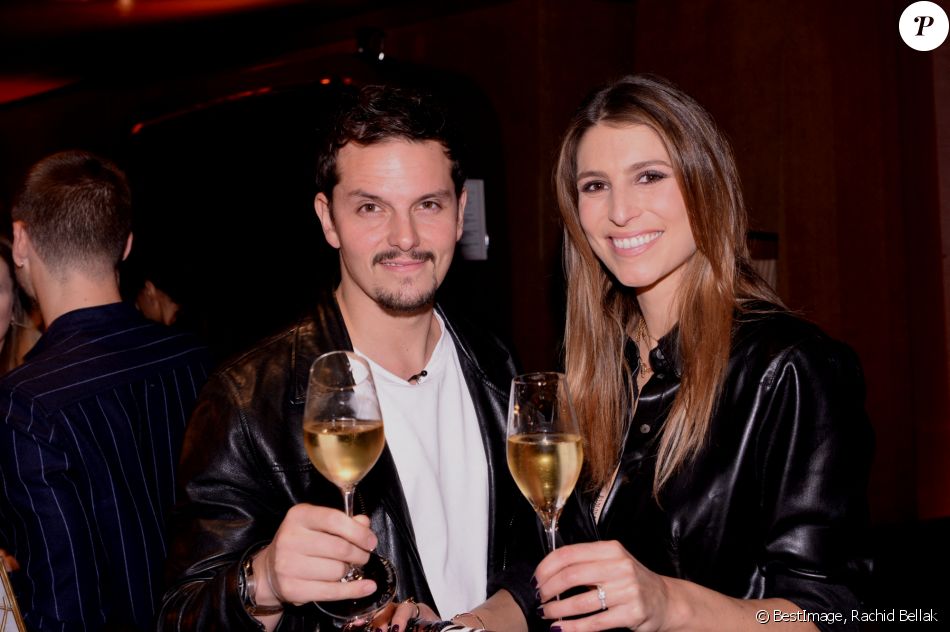 Exclusif - Juan Arbelaez et sa fiancée Laury Thilleman (Miss France 2011) - Soirée de lancement du nouveau parfum Boss "The scent absolute" à l'hôtel Mandarin Oriental à Paris le 13 novembre 2019. © Rachid Bellak/Bestimage