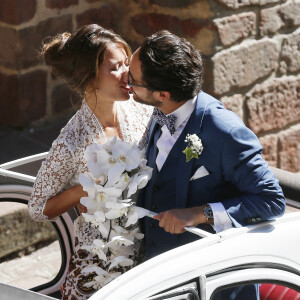 Mariage de Thomas Hollande et de la journaliste Emilie Broussouloux l'église de Meyssac en Corrèze, près de Brive, ville d'Emiie. Le 8 Septembre 2018. © Patrick Bernard-Guillaume Collet / Bestimage