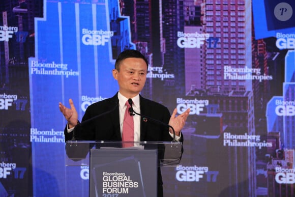Jack Ma président d'Alibaba Group - Le président de la République française pendant un discours dans le cadre du Bloomberg Global Business Forum à New York City, New York, Etats-Unis, le 20 septembre 2017. © Ludovic Marin/Pool/Bestimage