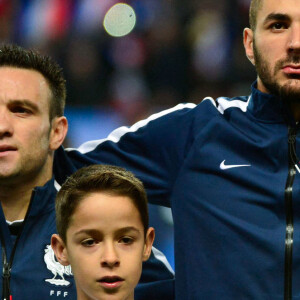 Mathieu Valbuena et Karim Benzema lors du match amical France - Albanie en novembre 2014.