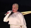 Katy Perry interprète son tube "Fireworks" pour clôturer l'émission "Celebrating America" à l'occasion de l'investiture du nouveau président des Etats-Unis, Joe Biden à Washington.