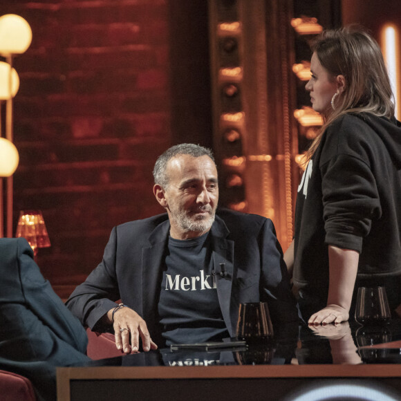 Elie Semoun, Sara Forestier lors de l'enregistrement de l'émission "On est en direct (OEED)", présentée par Laurent Ruquier et diffusée le 23 janvier 2021 sur France 2. © Jack Tribeca / Bestimage 