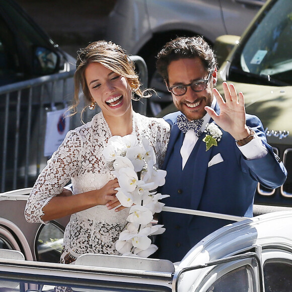 Mariage de Thomas Hollande et de la journaliste Emilie Broussouloux l'église de Meyssac en Corrèze, près de Brive, ville d'Emiie. Le 8 Septembre 2018. © Patrick Bernard-Guillaume Collet / Bestimage