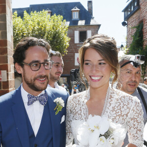 Mariage de Thomas Hollande et de la journaliste Emilie Broussouloux à la mairie à Meyssac en Corrèze près de Brive, ville d'Emiie. Le 8 Septembre 2018. © Patrick Bernard-Guillaume Collet / Bestimage