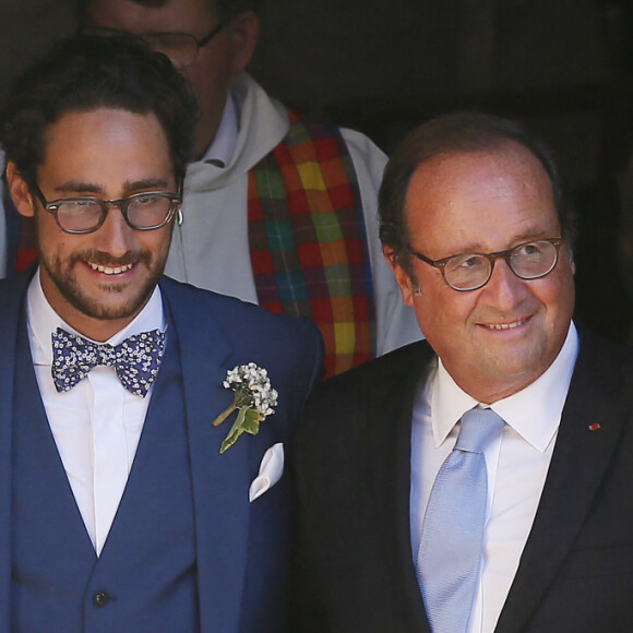 Ségolène Royal et François Hollande, la mère de la mariée - Mariage de Thomas Hollande et de la journaliste Emilie Broussouloux l'église de Meyssac en Corrèze, près de Brive, ville d'Emiie. Le 8 Septembre 2018. © Patrick Bernard-Guillaume Collet / Bestimage