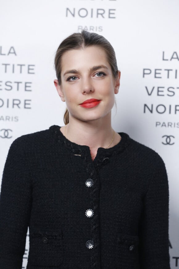 Charlotte Casiraghi - Portrait au Photocall du vernissage de l'exposition 'La Petite Veste Noire' (The Little Black Jackett), photographies de Karl Lagerfeld au Grand Palais à Paris.